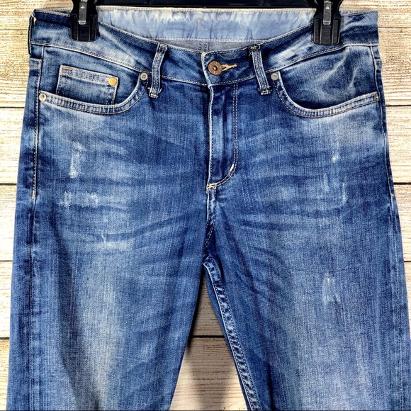 H&M Distressed Low Waist Boyfriend Blue Jeans - Picture 4 of 7